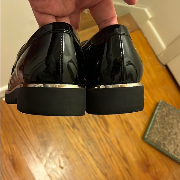 Franco Sarto Black Leather Loafers Slip-On Shoes - Picture 2 of 7